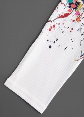 White tops,Ombre tops,ROTITA Cut Out Ombre White Round Neck T Shirt