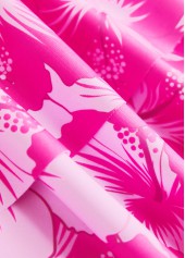 Hot Pink swimwear,Floral swimwear,Plants swimwear,ROTITA Patchwork Hot Pink Floral Print Tankini Set