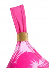 Hot Pink swimwear,Floral swimwear,Plants swimwear,ROTITA Patchwork Hot Pink Floral Print Tankini Set