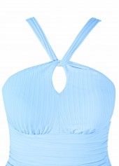 Light Blue swimwear,Plants swimwear,Animal Print swimwear,ROTITA Cut Out Light Blue Tropical Plants Print Tankini Set