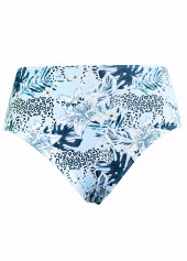 Light Blue swimwear,Plants swimwear,Animal Print swimwear,ROTITA Cut Out Light Blue Tropical Plants Print Tankini Set
