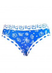 Blue swimwear,Floral swimwear,Plants swimwear,Geometric swimwear,ROTITA Cut Out Blue Floral Print Mid Waisted Tankini Set