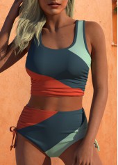 Rotita – gerüschtes mehrfarbig gestreiftes Bikini-Set mit mittlerer Taille