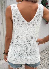 White tops,Plain Color tops,White V Neck Sleeveless Tank Top