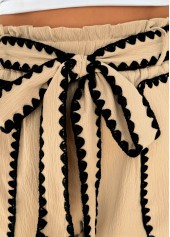 Light Coffee bottoms,Contrast Color bottoms,Light Coffee Elastic Waist High Waisted Shorts