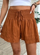 Terracotta bottoms,Plain Color bottoms,Terracotta Wide Leg Elastic Waist High Waisted Shorts