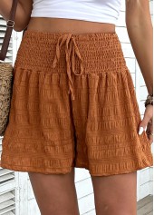 Terracotta bottoms,Plain Color bottoms,Terracotta Wide Leg Elastic Waist High Waisted Shorts