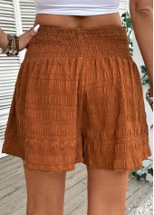 Terracotta bottoms,Plain Color bottoms,Terracotta Wide Leg Elastic Waist High Waisted Shorts