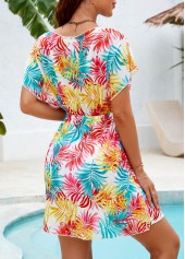 Multi Color swimwear,Plants swimwear,Multi Color Tropical Plants Print Cover Up