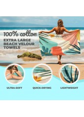 Multi Color accessories,Plants accessories,Leaf Print Multi Color Beach Blanket
