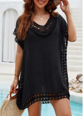 Black Hollow Out Patchwork Cover Up