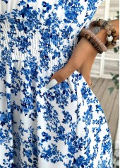 Blue dresses,Ditsy Floral dresses,Vacation dresses,Vacation dresses,ROTITA Ditsy Floral Print Blue Off Shoulder Short Sleeve Dress