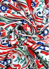 Multi Color dresses,Tribal dresses,Vacation dresses,Vacation dresses,ROTITA Tribal Print Multi Color A Line Round Neck Dress