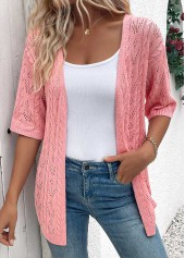 rosa Halbarm-Tunika leichte Strickjacke