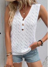 White tops,Plain Color tops,White V Neck Sleeveless Tank Top
