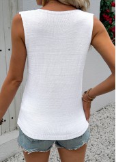 White tops,Plain Color tops,White V Neck Sleeveless Tank Top