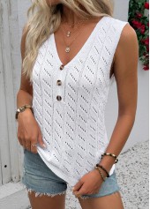 White V Neck Sleeveless Tank Top