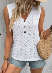 White tops,Plain Color tops,White V Neck Sleeveless Tank Top