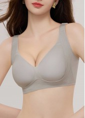 Light Grey intimates,Plain Color intimates,Light Grey V Neck Push-up Bra