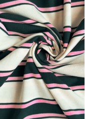 Multi Color tops,Striped tops,Geometric tops,ROTITA Multi Stripe Print Round Neck Short Sleeve T Shirt