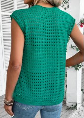 Green tops,Plain Color tops,Green V Neck Sleeveless Tunic Cardigan
