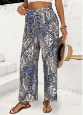 Multi Color bottoms,Tribal bottoms,Tribal Print Multi Color Straight Leg Elastic Waist Pants