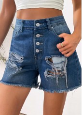 Denim Blue bottoms,Flag bottoms,American Flag Denim Blue Straight Leg Button Fly Shorts