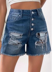 Denim Blue bottoms,Flag bottoms,American Flag Denim Blue Straight Leg Button Fly Shorts