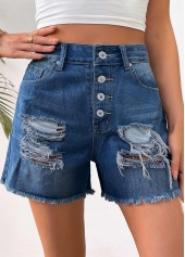 Denim Blue bottoms,Flag bottoms,American Flag Denim Blue Straight Leg Button Fly Shorts