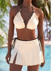 ROTITA Beige Mid Waisted Tie Bikini Set