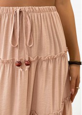 Light Camel bottoms,Plain Color bottoms,Light Camel Maxi Elastic Waist A Line Skirt