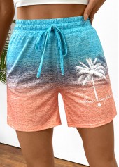 Multi Color bottoms,Ombre bottoms,Ombre Multi Color Straight Leg Elastic Waist Shorts