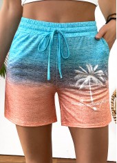 Shorts mit geradem Bein und elastischer Taille in Ombre-Mehrfarben