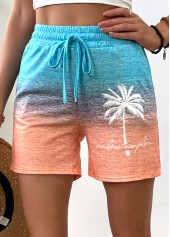 Multi Color bottoms,Ombre bottoms,Ombre Multi Color Straight Leg Elastic Waist Shorts