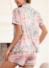 Light Pink loungewear,Plants loungewear,Plants Print Light Pink Lounge Top and Shorts