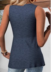 Navy tops,Plain Color tops,ROTITA Navy V Neck Sleeveless Tank Top
