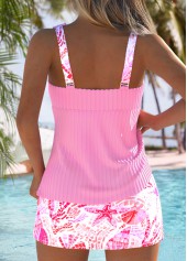 Pink swimwear,Animal Print swimwear,ROTITA Pink Marine Life Print Mid Waisted Tankini Set