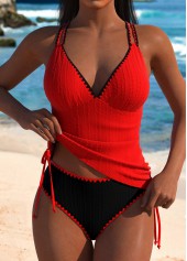 Rotita – Rotes Tankini-Set mit mittelhohem Bund und Cut-Outs