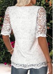 Beige tops,Plain Color tops,ROTITA Beige V Neck Short Sleeve Blouse