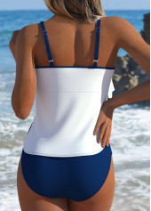 Navy swimwear,Striped swimwear,Geometric swimwear,ROTITA Navy Striped Mid Waisted Tankini Set