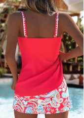 Red swimwear,Tribal swimwear,ROTITA Red Tribal Print Mid Waisted Tankini Set