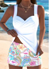 ensemble tankini taille moyenne à imprimé cachemire blanc rotita