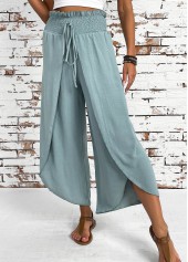 Mint Green Wide Leg Elastic Waist High Waisted Pants