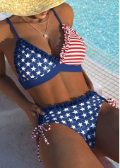 ROTITA American Flag Navy Mid Waisted Bikini Set