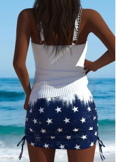 Navy swimwear,Flag swimwear,ROTITA American Flag Navy Mid Waisted Tankini Set