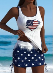 Navy swimwear,Flag swimwear,ROTITA American Flag Navy Mid Waisted Tankini Set