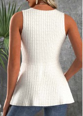 Beige tops,Plain Color tops,ROTITA Beige V Neck Sleeveless Tank Top