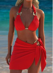 Rotita – Rotes Bikini-Set mit niedriger Taille und Bindeband