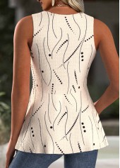 Light Coffee plus size,Dot plus size,ROTITA Polka Dot Light Coffee V Neck Sleeveless Tank Top