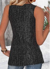 Black tops,Plain Color tops,ROTITA Black V Neck Sleeveless Tank Top